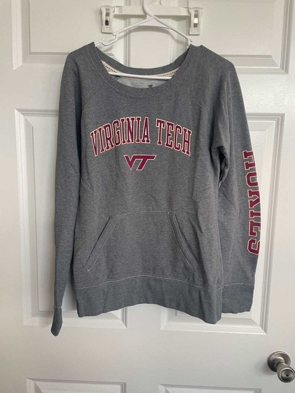 Fanatics Virginia Tech Gray Crewneck Sweatshirt with Maroon Logo